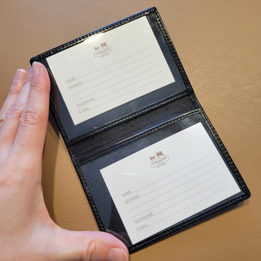 Vintage Coach Pass Case Leather Bifold Commuter Pass Leather Black Like New - Picture 4 of 7